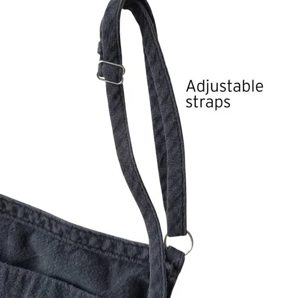 Lagenlook Lightweight Overalls Adjustable Cropped Charcoal Grey Size S/M - Picture 5 of 16